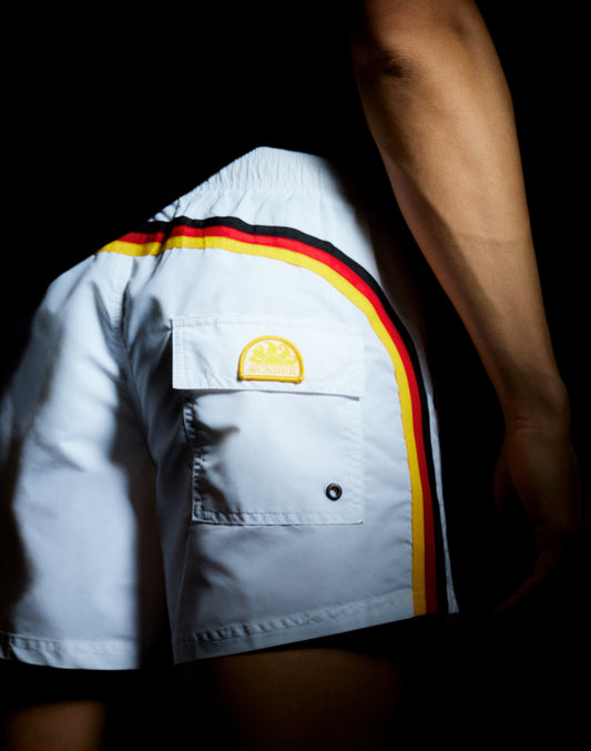 SHORT SWIM SHORTS WITH AN ELASTICATED WAISTBAND ICONIC TAFFETA GERMAN FLAG