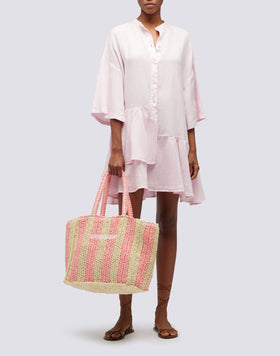 CHOU - PAPER STRAW BAG WITH EMBROIDERED LOGO