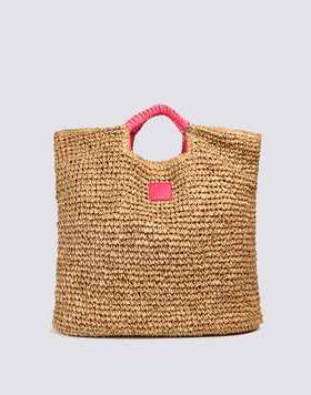MAXI BOLSO DE PAJA DE PAPEL TEJIDA