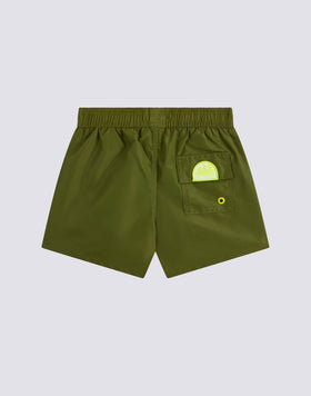 MAILLOT DE BAIN COURT EN TAFFETAS EMBLÉMATIQUE À TAILLE ÉLASTIQUE AVEC PASSEPOIL