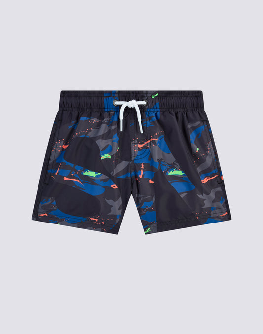 REPREVE® TRAJE DE BAÑO CORTO CON CINTURA ELÁSTICA Y MACRO LOGO ESTAMPADO