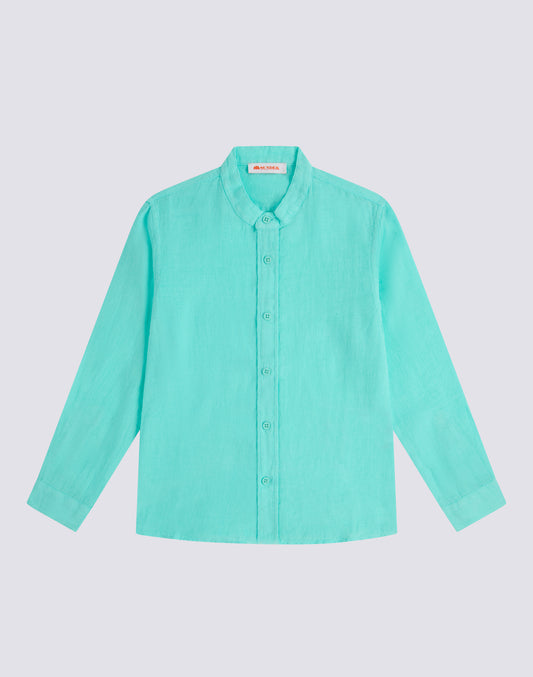 LINEN SHIRT WITH MANDARIN COLLAR