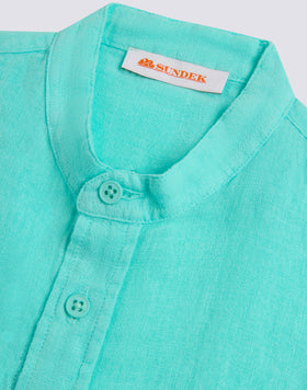 CAMICIA IN LINO CON COLLETTO ALLA COREANA