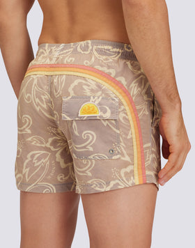 SK23 PRINT SHORT SWIMSHORTS ELASTIC WAIST ICONIC TAFFETA GOLDENWAVE