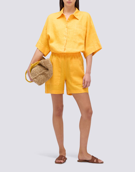 STRETCH-WAIST LINEN SHORTS