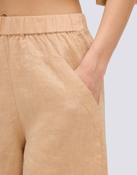 STRETCH-WAIST LINEN SHORTS