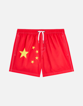 SHORT SWIM SHORTS WITH AN ELASTICATED WAISTBAND RECYCLED POLYESTER REPREVE® CHINA FLAG
