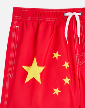 SHORT SWIM SHORTS WITH AN ELASTICATED WAISTBAND RECYCLED POLYESTER REPREVE® CHINA FLAG