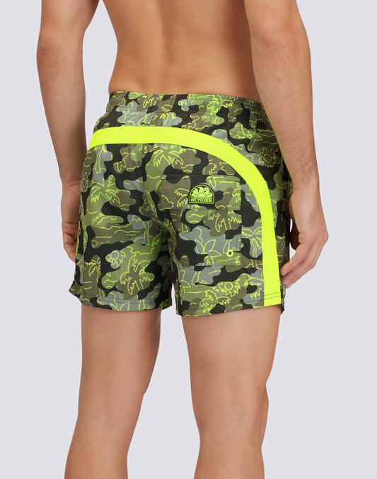 REPREVE® TRAJE DE BAÑO CORTO CON CINTURA ELÁSTICA Y INSIDE PALM ESTAMPADO