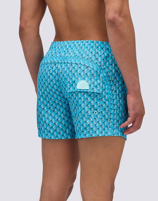 REPREVE® TRAJE DE BAÑO CORTO CON CINTURA ELÁSTICA Y GREETINGS FROM MEXICO ESTAMPADO
