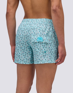 REPREVE® TRAJE DE BAÑO CORTO CON CINTURA ELÁSTICA Y MINI SURF ESTAMPADO