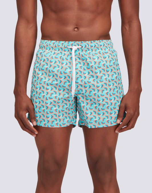 TRAJE DE BAÑO CORTO CON CINTURA ELÁSTICA Y ESTAMPADO RAINBOWS DE POLIÉSTER RECICLADO