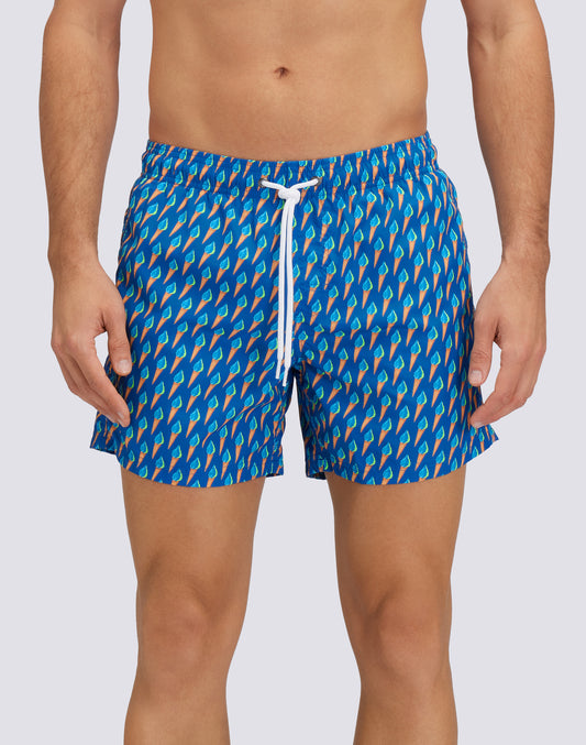 TRAJE DE BAÑO CORTO CON CINTURA ELÁSTICA Y ESTAMPADO SUNICE DE POLIÉSTER RECICLADO