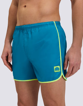 MAILLOT DE BAIN COURT AVEC TAILLE ÉLASTIQUÉE ET FENTES LATÉRALES RONDES
