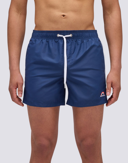ICONIC TAFFETA ELASTICATED WAIST SHORT SWIMSHORTS WITH RAINBOW EMBROIDERY