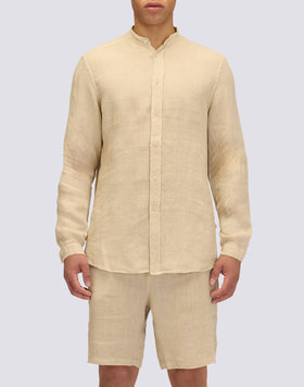 CAMISA DE LINO TEÑIDA EN PRENDA