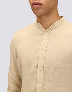 CAMISA DE LINO TEÑIDA EN PRENDA