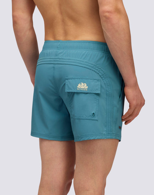 GOLDEN WAVE ELASTIC WAIST SHORT SWIMSUIT