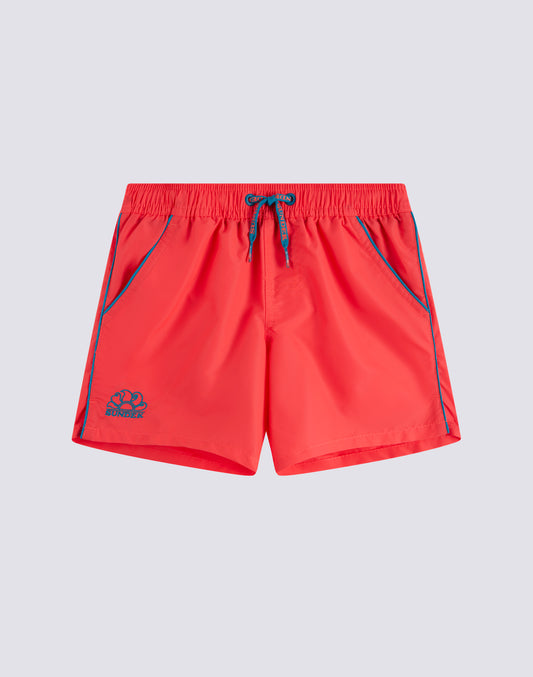 ICONIC TAFFETA SHORT-LENGTHS BOY’S SWIMSHORTS WITH ELASTICATED WAIST AND PIPING