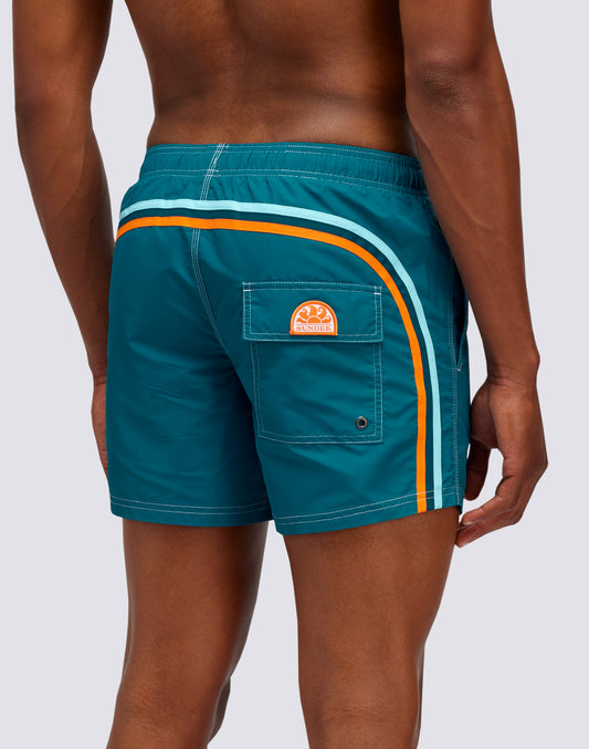 ICONIC TAFFETA STRETCH WAIST SWIM TRUNKS