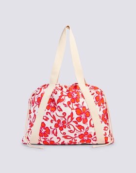 AVA - NYLON BAG WITH HANDLES AND STRINGS HIBISCUS PRINT SK23
