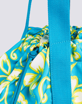 AVA - NYLON BAG WITH HANDLES AND STRINGS HIBISCUS PRINT SK23