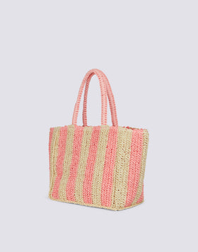 CHOU - PAPER STRAW BAG WITH EMBROIDERED LOGO