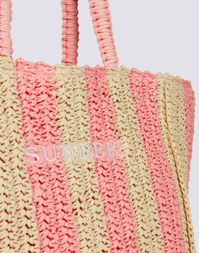 CHOU - PAPER STRAW BAG WITH EMBROIDERED LOGO