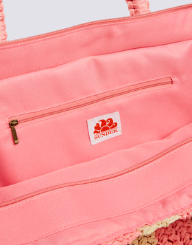 CHOU - PAPER STRAW BAG WITH EMBROIDERED LOGO
