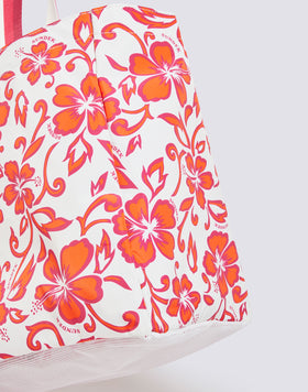 AVA - NYLON BAG WITH HANDLES AND STRINGS HIBISCUS PRINT SK23