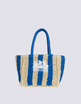 VITA - BORSA IN PAGLIA INTRECCIATA CON LOGO RICAMATO