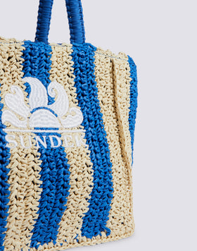 VITA - BORSA IN PAGLIA INTRECCIATA CON LOGO RICAMATO
