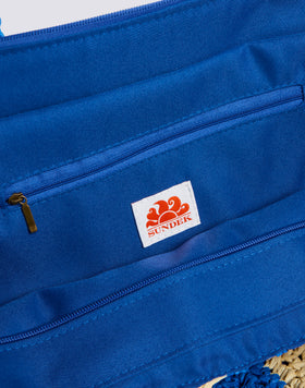 VITA - BORSA IN PAGLIA INTRECCIATA CON LOGO RICAMATO