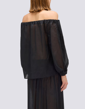 BLOUSE EN VOILE DE COTON À ENCOLURE BATEAU