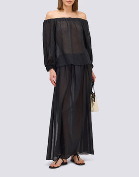 BLOUSE EN VOILE DE COTON À ENCOLURE BATEAU