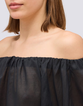 BLOUSE EN VOILE DE COTON À ENCOLURE BATEAU
