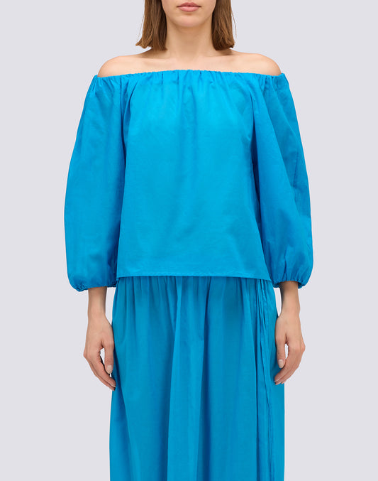 BLOUSE EN VOILE DE COTON À ENCOLURE BATEAU