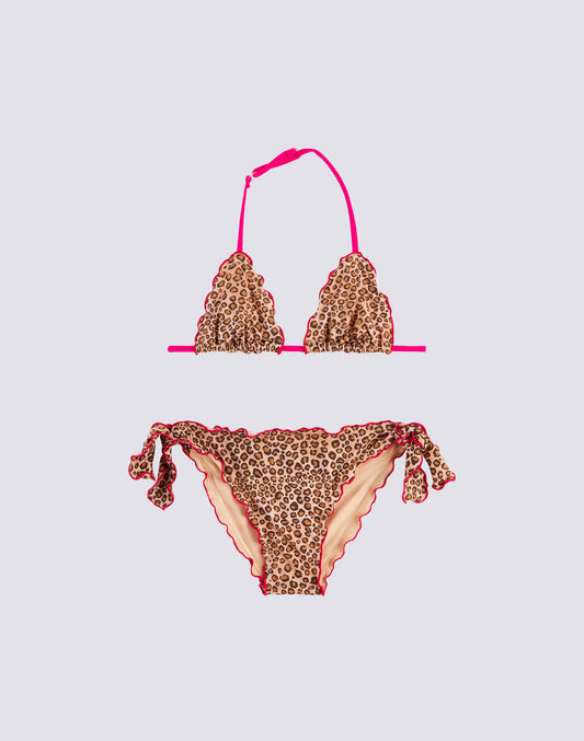 BIKINI MINI MAGNOLIA AVEC HAUT ET BAS TRIANGLE AVEC NŒUDS IMPRIMÉ LEO