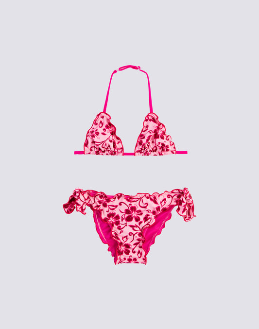 BIKINI FILLE IMPRIMÉ HIBISCUS SK23