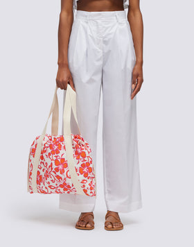 AVA - NYLON BAG WITH HANDLES AND STRINGS HIBISCUS PRINT SK23