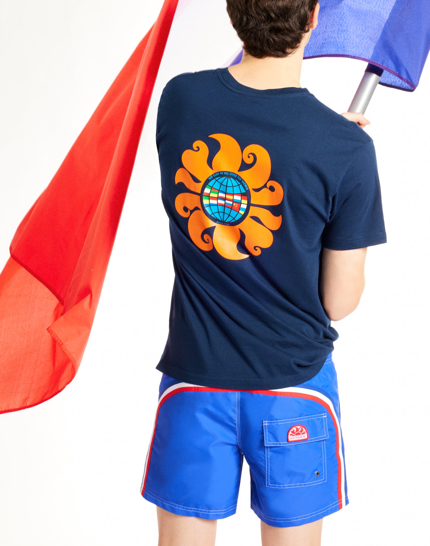 MAILLOT DE BAIN TAILLE COURTE ÉLASTIQUE TAFFETAS ICONIQUE DRAPEAU DE LA FRANCE