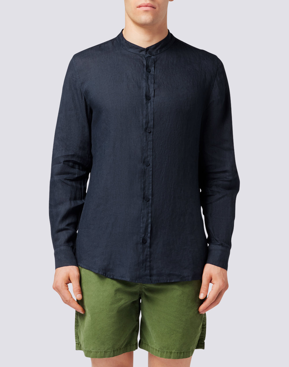 LINEN SHIRT WITH MANDARIN COLLAR