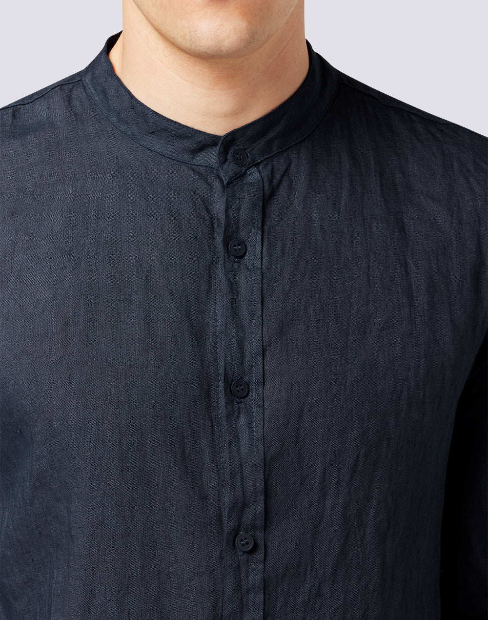 LINEN SHIRT WITH MANDARIN COLLAR