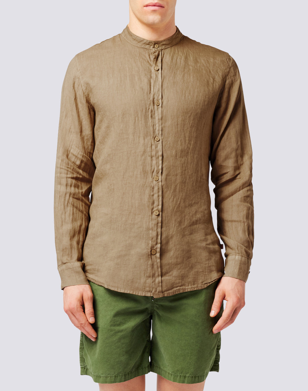 LINEN SHIRT WITH MANDARIN COLLAR