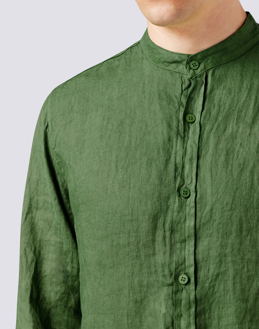 LINEN SHIRT WITH MANDARIN COLLAR