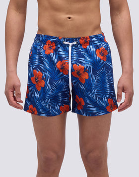 MAILLOT DE BAIN COURT À TAILLE ÉLASTIQUE ET IMPRIMÉ FLEURI CLASSIQUE