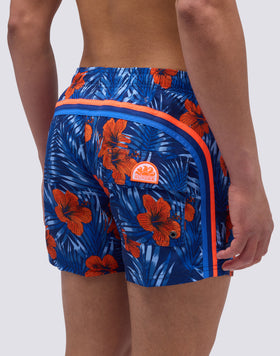 MAILLOT DE BAIN COURT À TAILLE ÉLASTIQUE ET IMPRIMÉ FLEURI CLASSIQUE