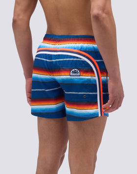SHORT SWIMSUIT WITH ELASTIC WAIST AND EL PASO STRIPES PRINT