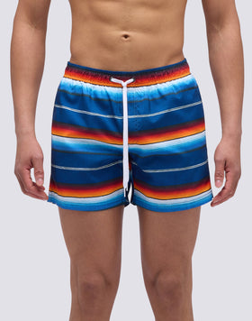 SHORT SWIMSUIT WITH ELASTIC WAIST AND EL PASO STRIPES PRINT