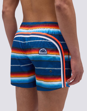 SHORT SWIMSUIT WITH ELASTIC WAIST AND EL PASO STRIPES PRINT